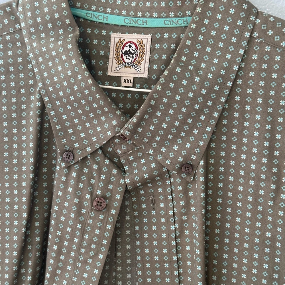 Cinch Brown Shirt with Blue Accents